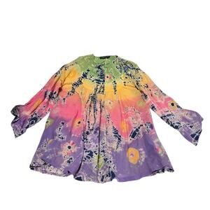 Retro Tie Dye Women's Top Lightweight Size 20 Multicolor